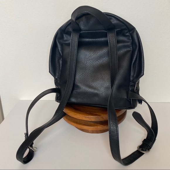Mini Black Vegan Leather Backpack Purse – Soft Pebbled Faux Leather - Picture 4 of 8